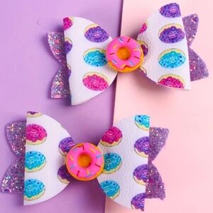 Purple Donut Sparkle Bow Set